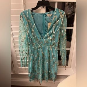 Aqua sequin dress new with tags. size small